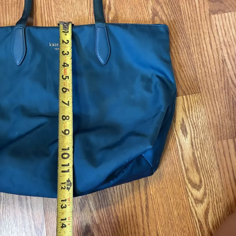 Kate Spade Teal Nylon Tote Bag Large Shoulder Purse Lightweight Travel Travel